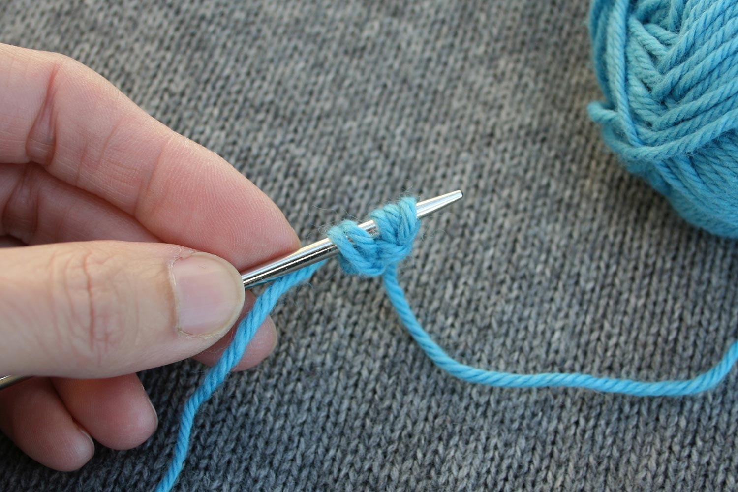 Five stitches on left needle in a jumbly mess.