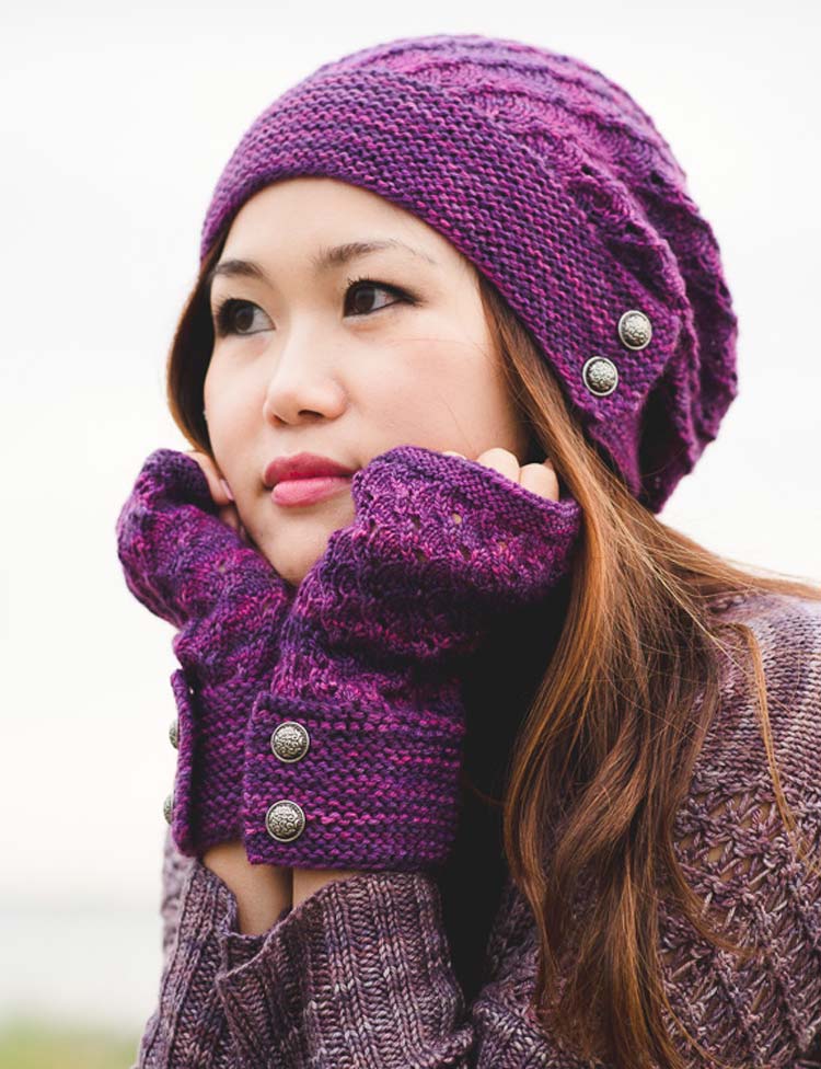 Procella hat and fingerless mitts knitting pattern by Holli Yeoh | Tempest book