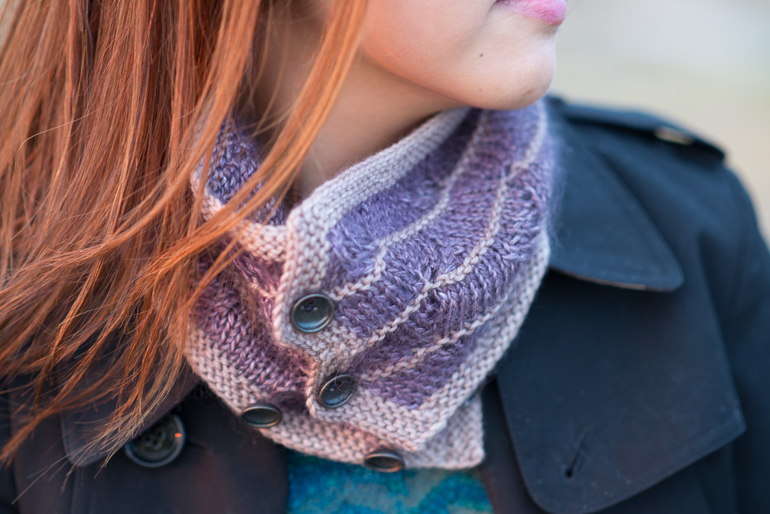 Third Beach buttoned cowl knitting pattern by Holli Yeoh | Tempest book